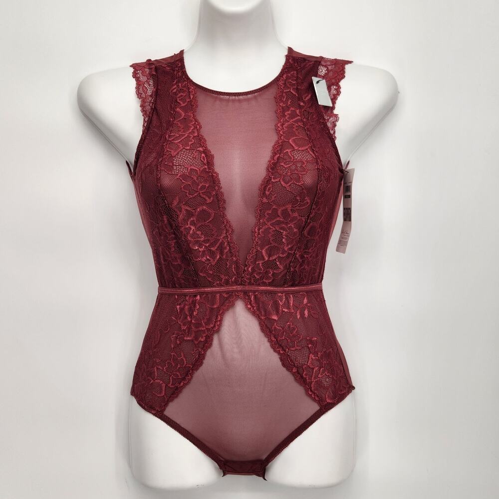 NWT‎ Marilyn Monroe Show Me Off Negligee Stretchy Bodysuit Maroon Women's S
